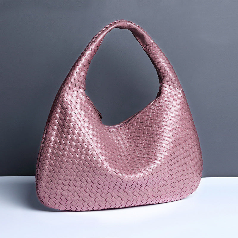 2025New Crescent Moon Women's Bag Fully Handwoven Handheld Dumpling Bag Fashionable Versatile European and American Style Single Shoulder Underarm Bag