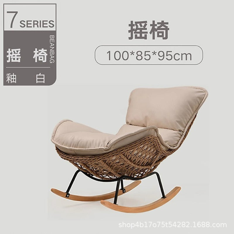 Rocking Chair Recliner Adult Sleepable Single Rattan Balcony Lazy Chair Bedroom Leisure Home Lazy Sofa