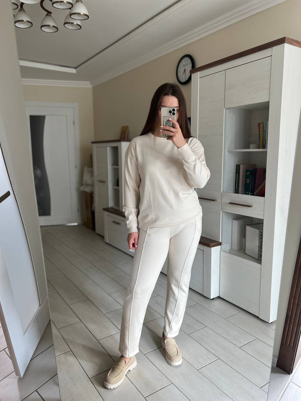 2025Autumn and Winter New ins Women's Loose Round Neck Sweater Set with Carrot Pants European and American Knitted Sets