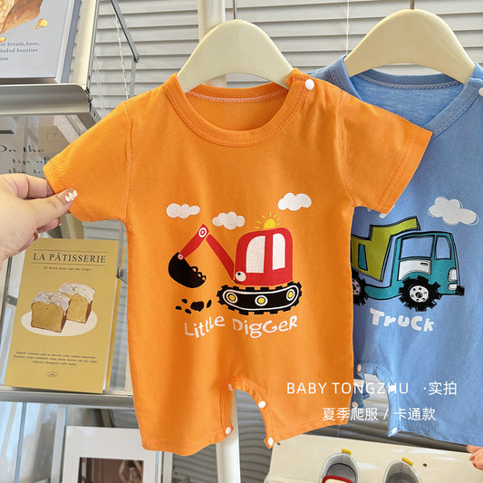 Pure Cotton Infant Jumpsuit Summer Pure Cotton Printed Korean Version Baby Romper Lightweight Breathable Unisex Baby Short Sleeve