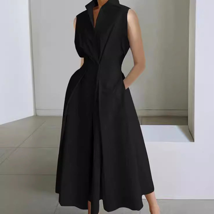 Cross-border New Style Foreign Trade Medieval Retro Plus Size Fashion POLO Loose Collar Wide Hem Women's Dress Wholesale