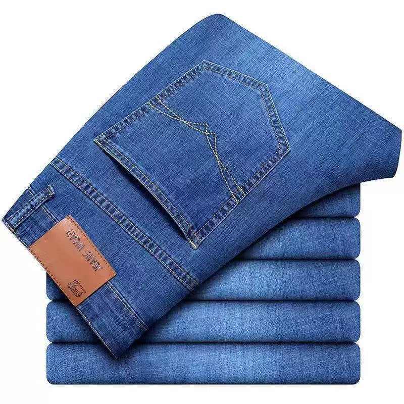 2025Spring Summer Thin Jeans Men Factory Wholesale Straight Mid-Waist Casual Pants Dirt-Resistant Work Versatile Long Pants