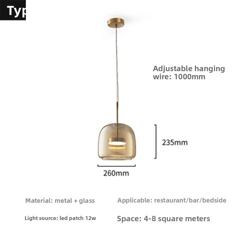 Modern Single Head Chandelier LED Glass Hanging Light