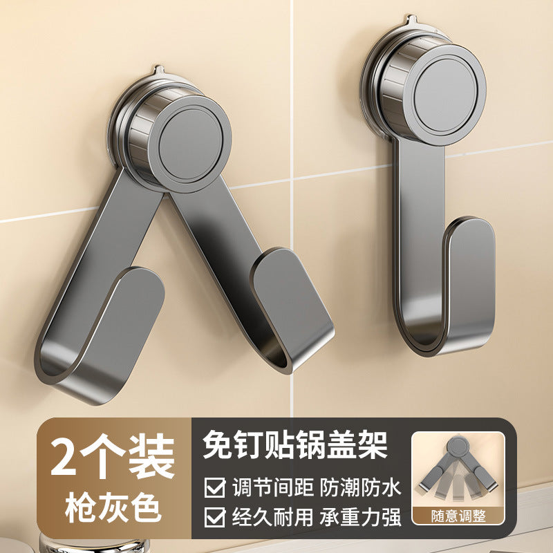 Suction Cup Wall-Mounted Pot Lid Holder Wall No-Drill Cutting Board Rack Storage Kitchen Organizer Pot Lid Organizer