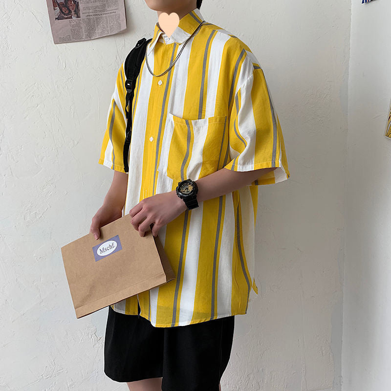 Summer Japanese Style Short Sleeve Shirt Men Half Sleeve Shirt Hong Kong Style Trendy Cat Print Student Loose Casual Shirt12