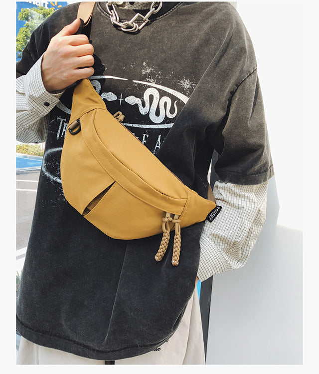 2025Summer New Simple Versatile Large Capacity Canvas Underarm Bag for Outings and Commutes, Niche Design Solid Color Chest Bag