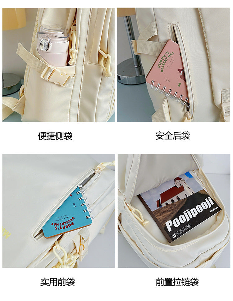 Large Capacity Backpack Women's New Fashion Simple School Bag Harajuku style solid color travel backpack for middle and high school students http://detail.1688.com/offer/967608488585.html