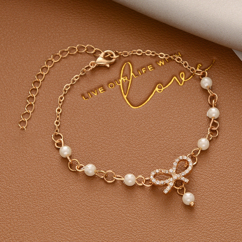 Korean Versatile Pearl Bracelet for Women ins Niche Style High-End Titanium Steel Bracelet Couple Bracelets Wholesale