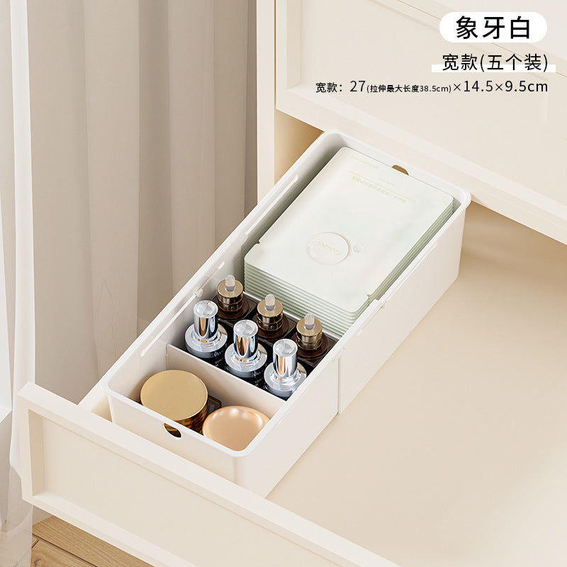 Drawer Storage Box Expandable Cabinet Divider Box Kitchen Tableware Desktop Cosmetics Miscellaneous Organizer Box