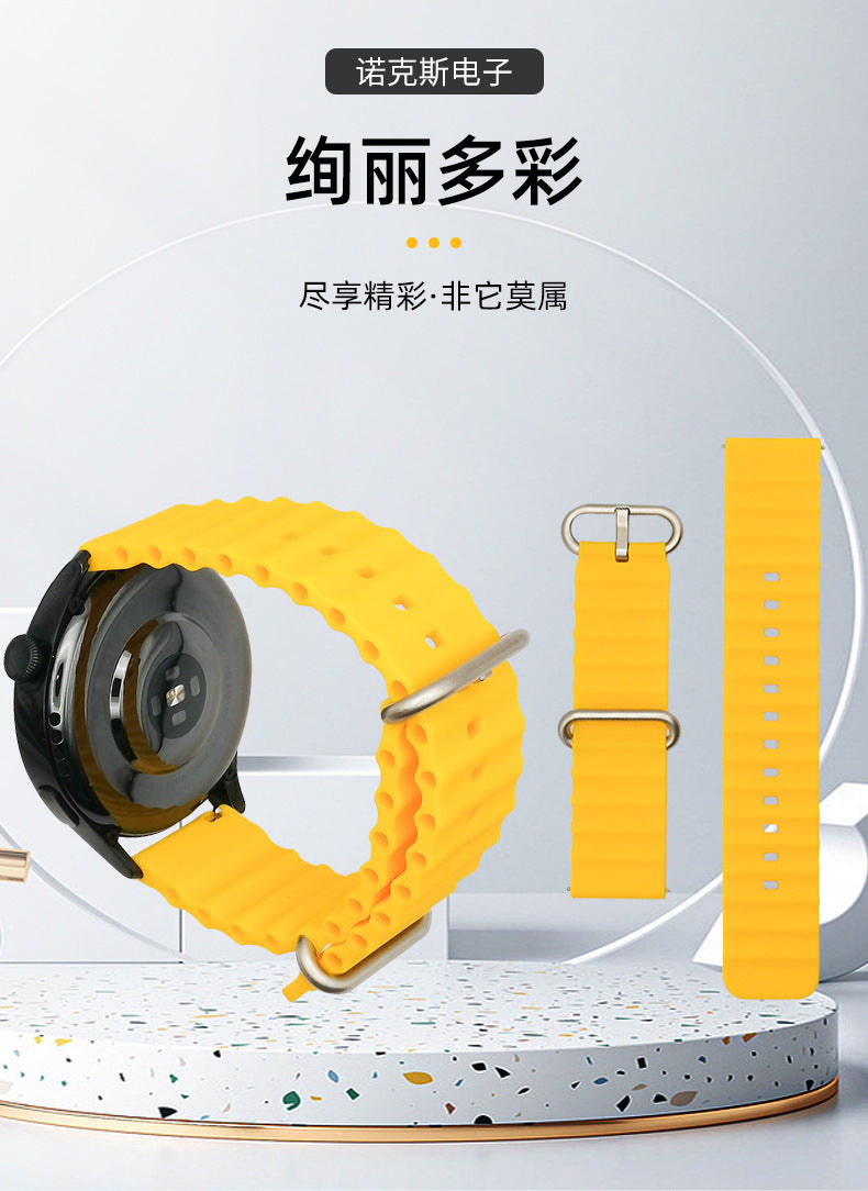 Wholesale new model compatible with Samsung Huawei watch Ocean Silicone Strap Official Same Style Solid Color Double Buckle Silicone Strap