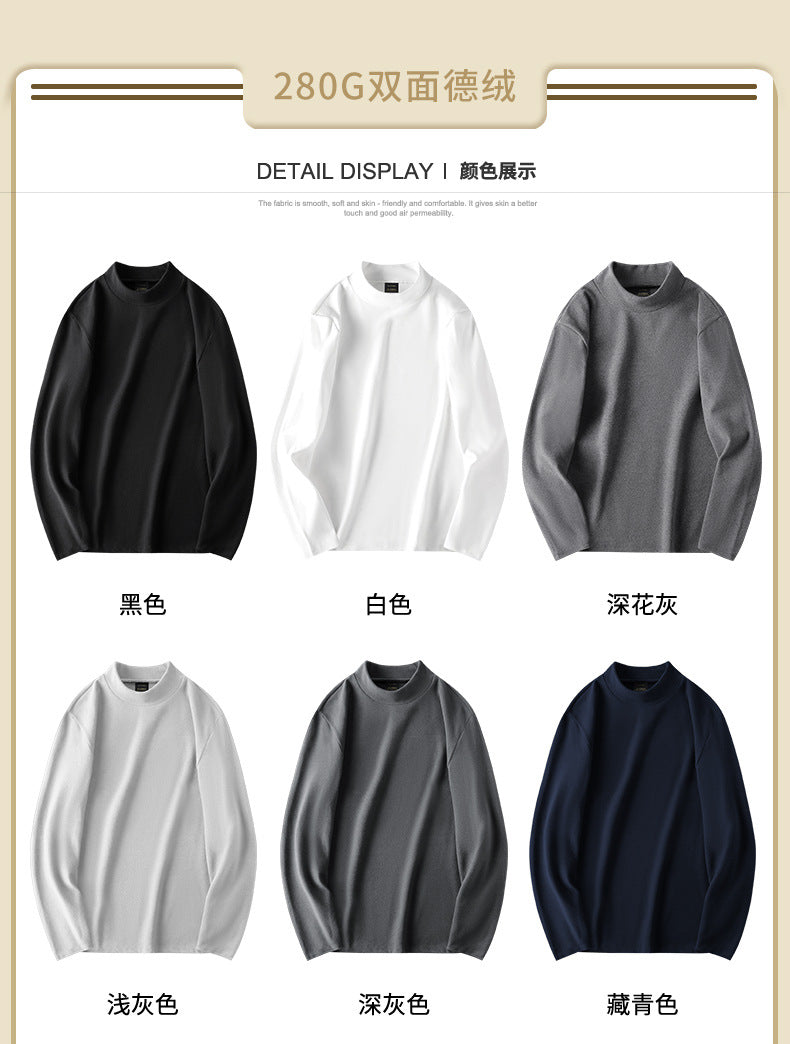 50Modal Long Sleeve t Men's High Neck Thermal Base Layer Shirt2025Fall and winter Inner Layer Fleece-Lined Warm Top