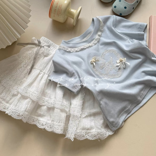 Sweet Little Girl Short Sleeve T T-shirt for girls, loose fit, printed round neck top, summer new stylish children's short sleeve T Shirt