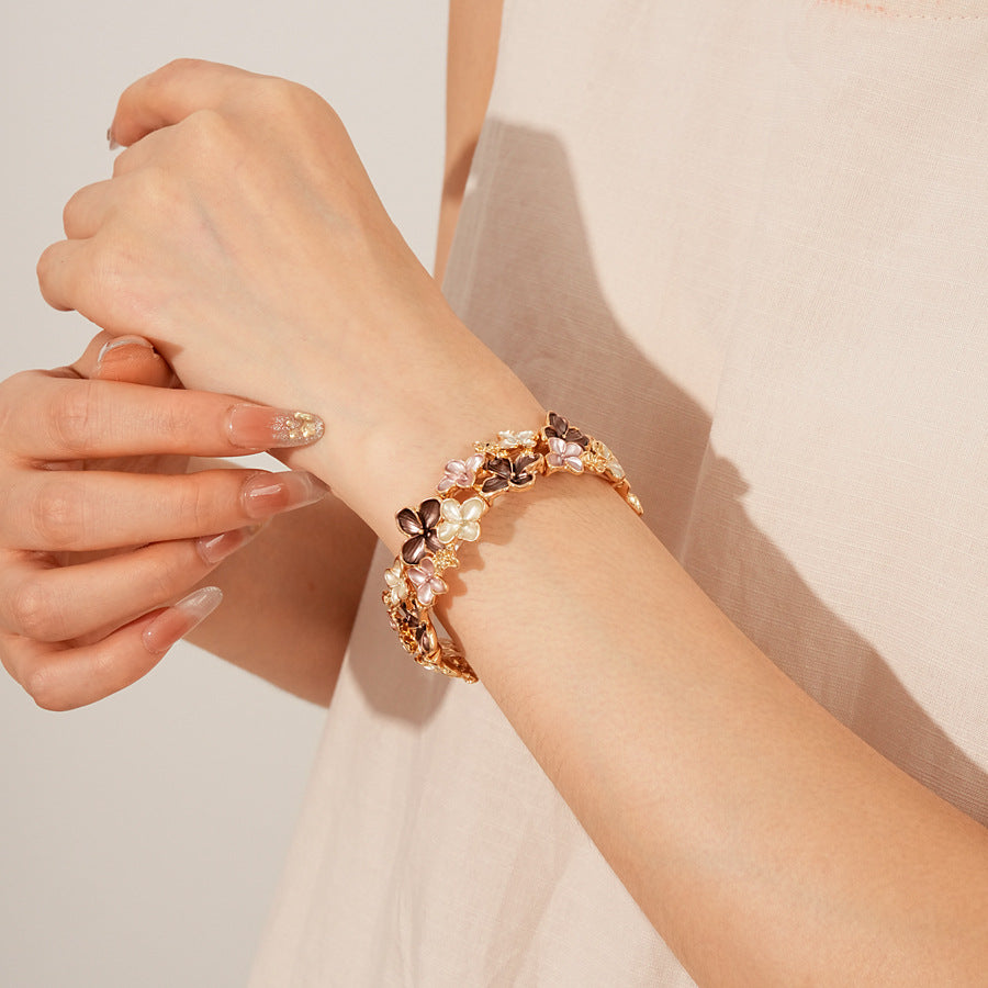 Irregular Geometric Oil Drop Flower Elastic Bracelet European and American Cross-Border Personality Design Bracelet Niche High-End Feel Jewelry