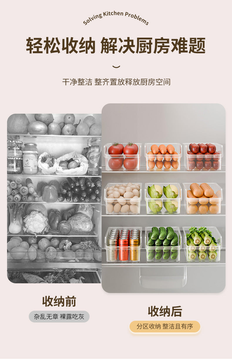 Refrigerator Storage Box Kitchen Plastic Transparent Egg Fruit Vegetable Organizer Drawer Storage Box Storage Box Fresh-keeping Box