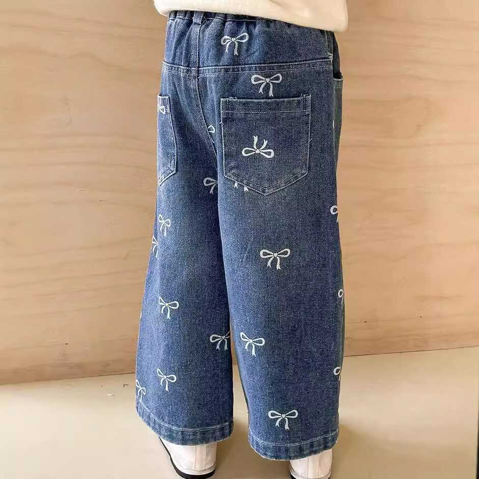 Girls' Jeans2025New Spring and Autumn Children's Korean Style Fashionable Pants Baby Casual Straight Long Pants Trendy