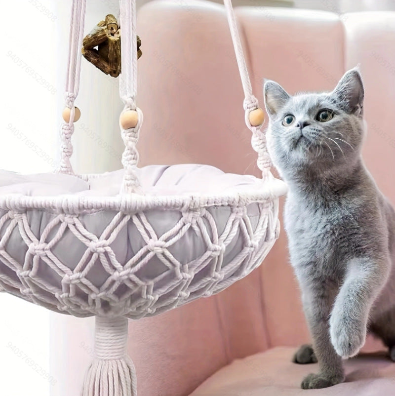 Four Seasons Mesh Cat Bed Pet Cat Bed Semi-Enclosed Cat Nest Handwoven Cotton Rope Indoor Home Supplies Wholesale