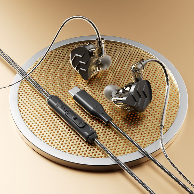 Cross-border new in-ear sports headphones with interchangeable cables, plug-in gaming style HIFI Dynamic Wired Earphones for Mobile Phones