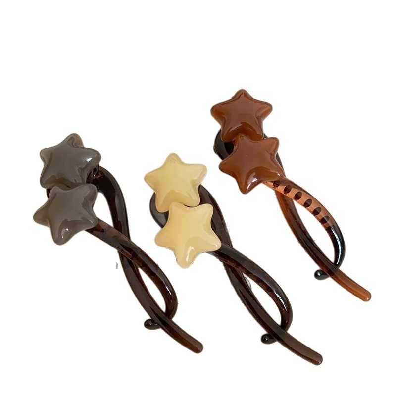 Vintage Simple Star Hair Twist Clip High-End Elegant Back of Head Bobby Pin Summer Versatile Shark Clip