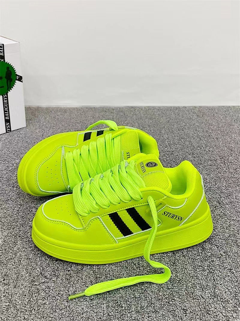 National Trend Dopamine Color Block Loafers for Women ins Niche Design Thick-Soled Casual Sneakers2025New white shoes