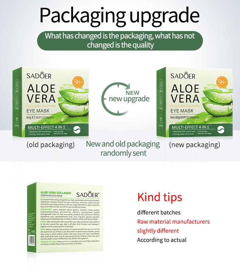 Aloe Vera Eye Mask80g Collagen Hydrating Moisturizing Improves Dark Circles Eye Lines Eye Bags Factory Wholesale