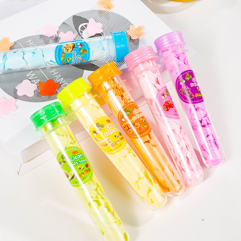 Outdoor Portable Hand Washing Travel Disposable Paper Soap Tablets Test Tube Soap Flower Soap Paper Bottle Flower Shape Soap Tablets