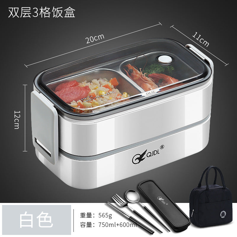 304Stainless Steel Sealed Insulated Lunch Box for Students and Office Workers, Microwave Safe, Double-Layer Lunch Container