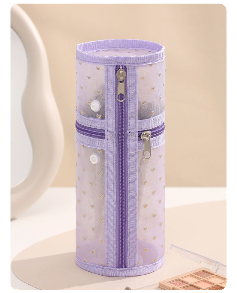 Beilian Mesh Pencil Case Vertical Transparent High-Value Stationery Box Cylindrical Student Back-to-School Season Pen Holder Bag Wholesale http://detail.1688.com/offer/954056083670.html