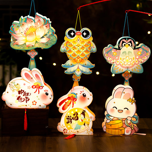 Mid-Autumn Festival Lantern2025New Rabbit Lantern Handmade diy Material Package Children's Portable Glowing Cartoon Palace Lantern