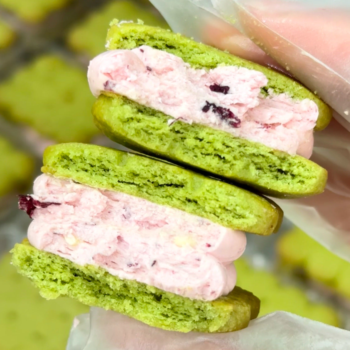 Frozen Chewy Butter Sandwich Cookies Matcha Chocolate Multi-flavor Ice Cream Texture Cake Snacks Factory