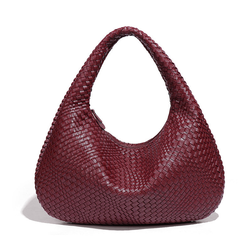 2025New Crescent Moon Women's Bag Fully Handwoven Handheld Dumpling Bag Fashionable Versatile European and American Style Single Shoulder Underarm Bag