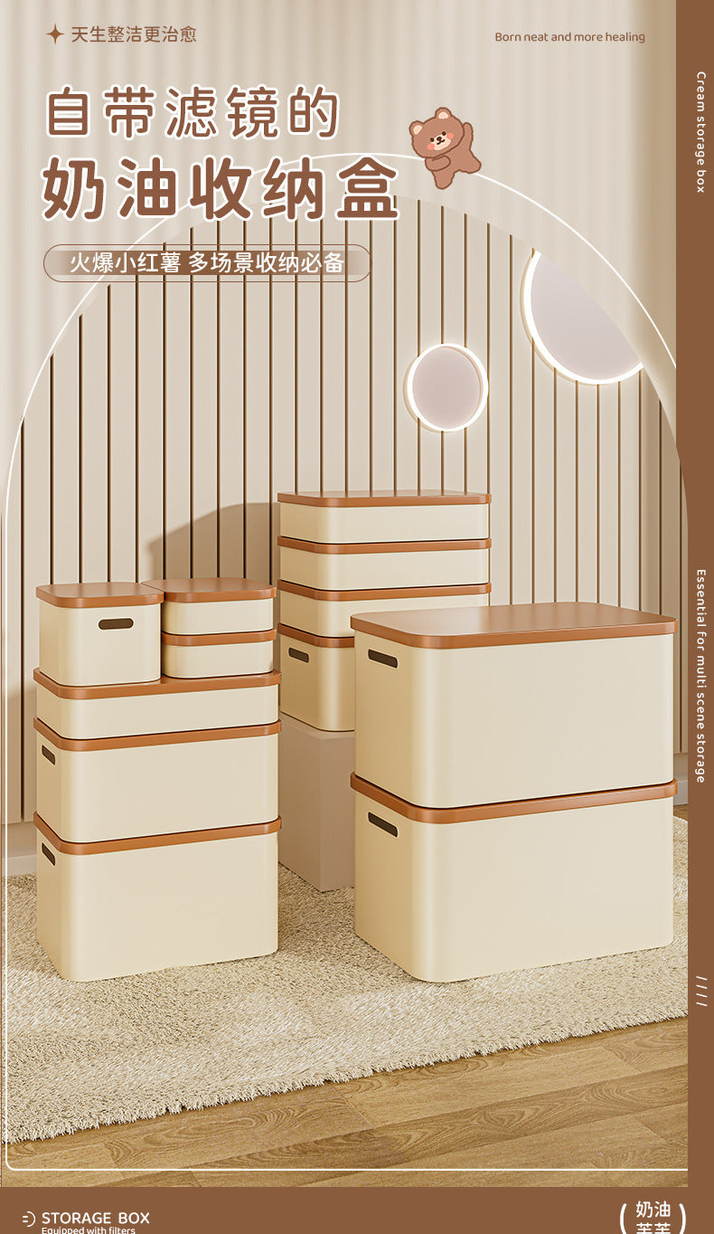Storage Box with Lid for Household Snacks and Toys, Desktop Organizer, Kitchen Cabinet Plastic Storage Box