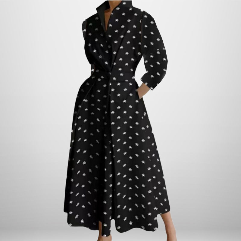 Cross-border New Style Foreign Trade Medieval Retro Plus Size Fashion POLO Loose Collar Wide Hem Women's Dress Wholesale