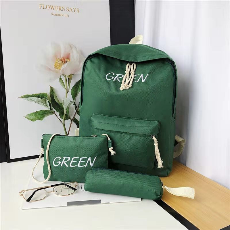 Three-piece Backpack Set New Korean Version Fashionable Backpack for Primary and Secondary School Students Large Capacity Unisex Travel Bag http://detail.1688.com/offer/940937569372.html