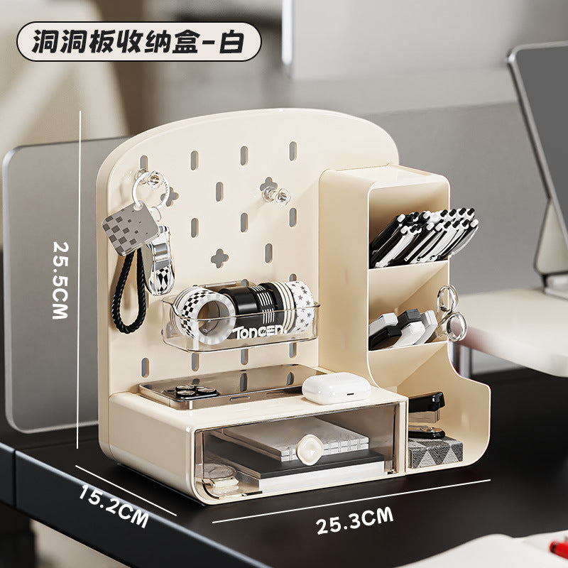 Desktop Pegboard Storage Rack Drawer Style Student Desk Stationery Office Workstation Pen Holder Organizer Storage Box