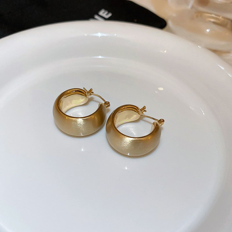 Silver Needle Metal Earrings High-end Simple Stud Earrings Fashion Versatile Light Luxury Unique Niche Earrings Yiwu Wholesale