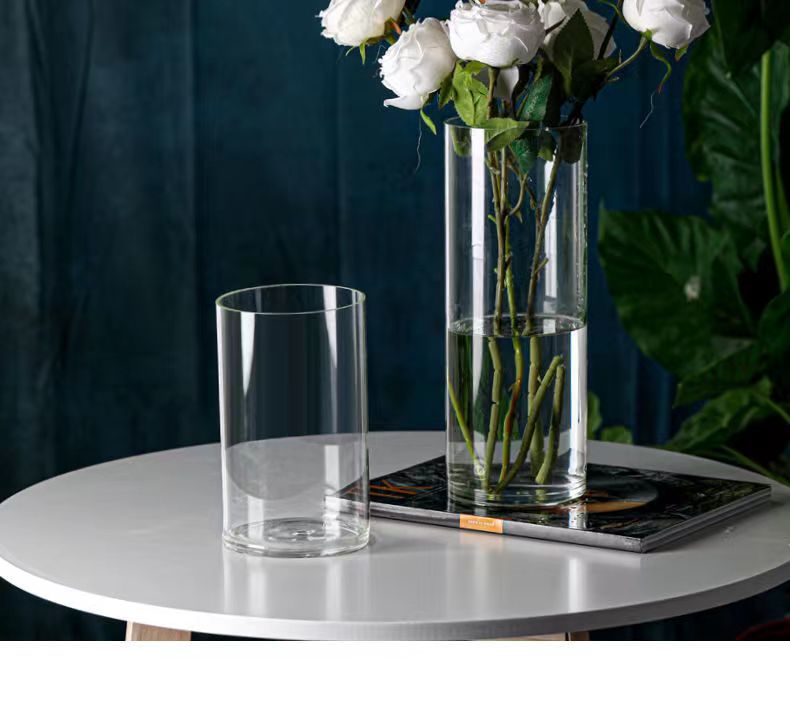Zefei One-Piece Dropshipping Internet Celebrity Transparent Straight Glass Vase Bedroom Desktop Living Room Dining Table Fresh Flower Arrangement Ornament