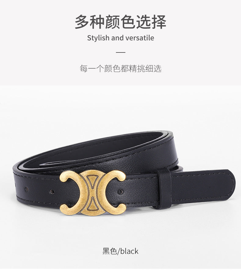 Women's English Letter Smooth Buckle Belt Versatile Jeans Decoration Fashion Trendy Internet Celebrity Fashion Waist Belt
