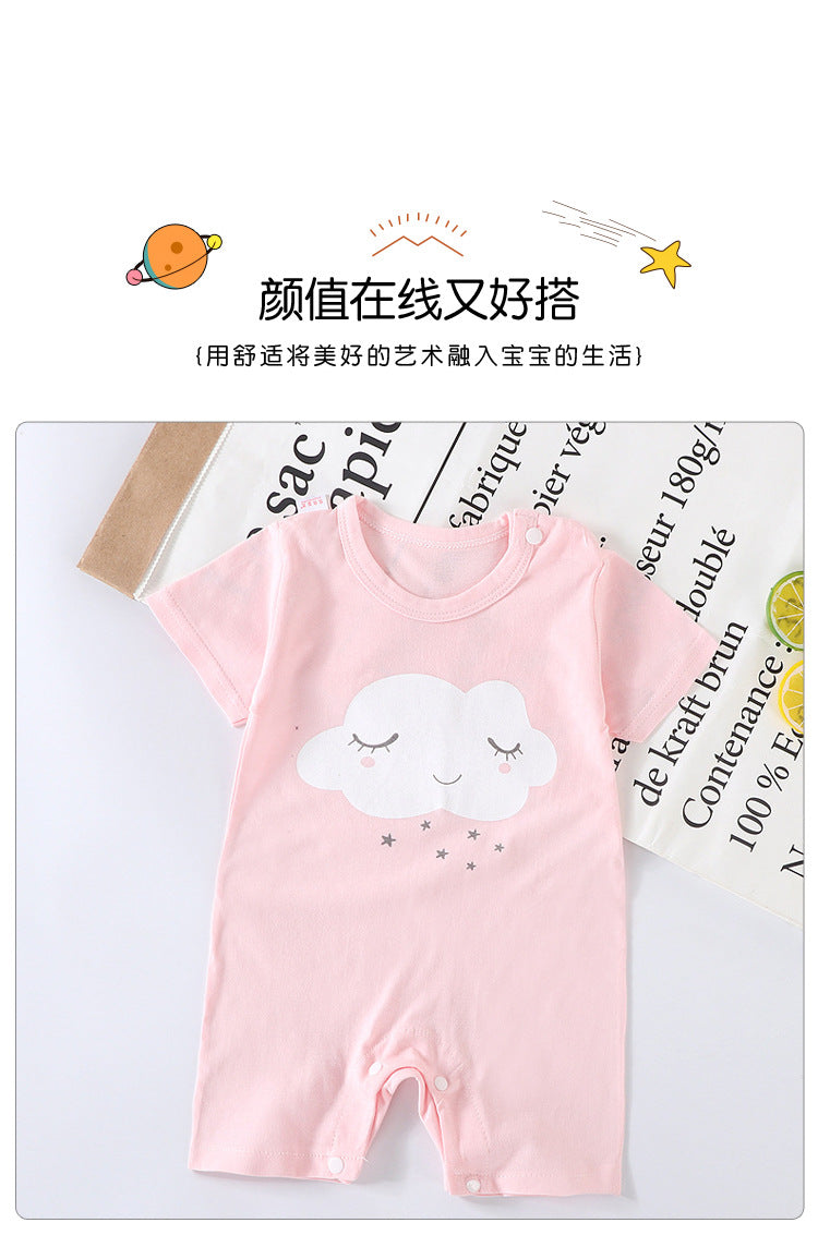 Spring and Summer New Baby Short Sleeve Romper Summer Spring Autumn Thin Newborn Romper a Newborn Short Sleeve Romper A Class