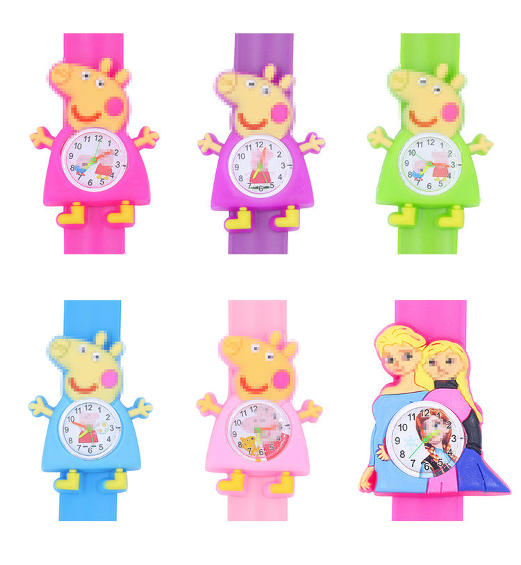 Children's Watch Cartoon Pat Watch Kindergarten Elementary School Silicone Toy Pat Circle Anime Peppa Pig Electronic Watch
