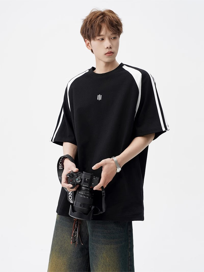 2025New Trendy Ice Silk Short Sleeves t Men's Round Neck Pullover Top Summer American Style Heavy Loose T-Shirt