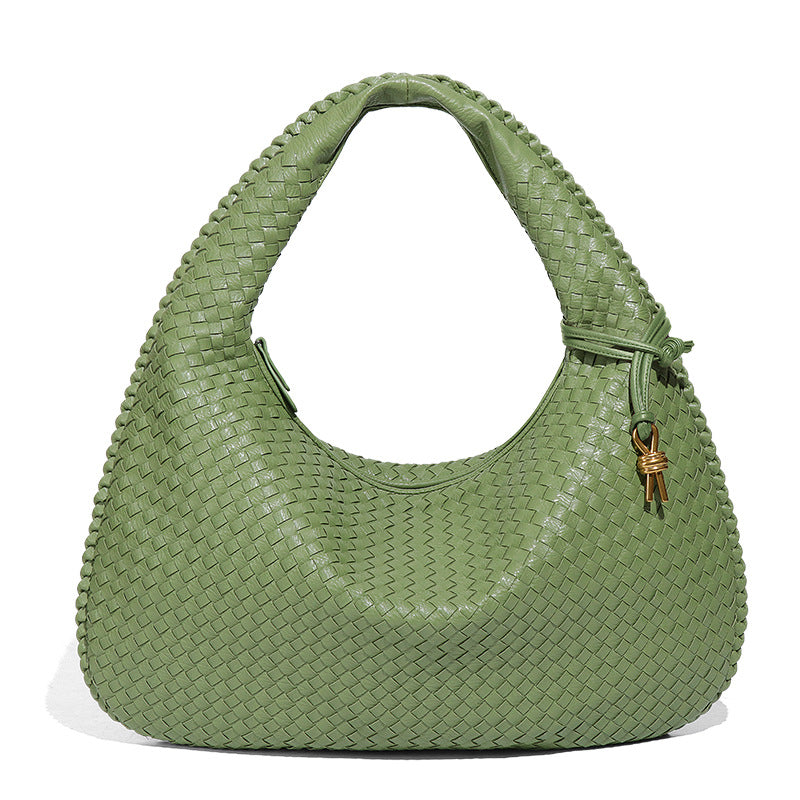 2025New Crescent Moon Women's Bag Fully Handwoven Handheld Dumpling Bag Fashionable Versatile European and American Style Single Shoulder Underarm Bag