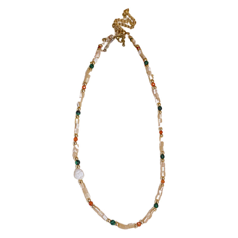 Baroque Freshwater Pearl Necklace Simple Elegant Colorful Beaded Collarbone Chain Niche Light Luxury High-End Sense Necklace for Women