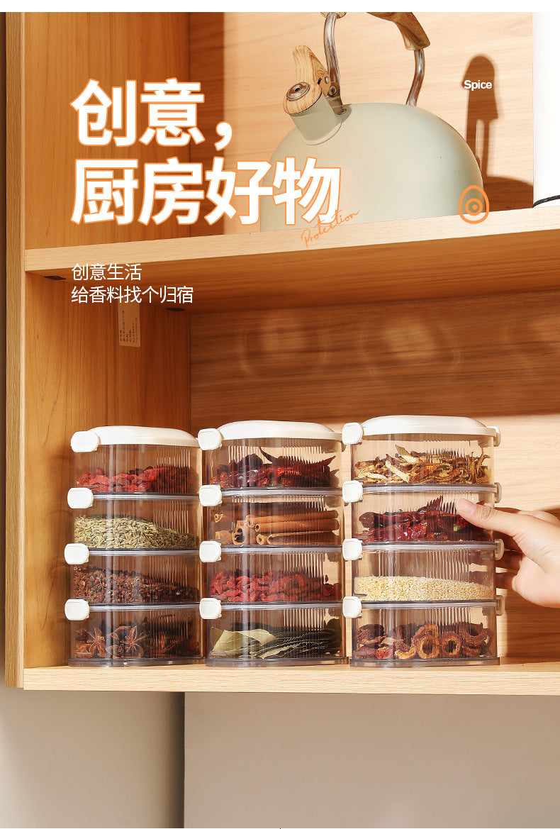 Spice Storage Box Food Grade Compartment Box Household Kitchen Sichuan Pepper Aniseed Seasoning Storage Box Seasoning Sealed Jar