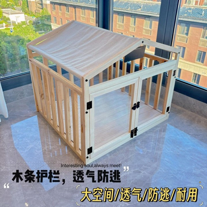 New Parker Solid Wood Cat and Dog Fence Pet Escape-Proof Splicing Barrier Indoor Outdoor Transparent Wooden Slats Panoramic Nest