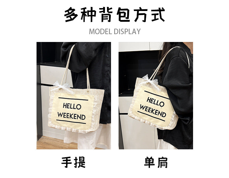 2025Large Capacity Elegant Korean Style Bag for Women Linen Canvas Bag Fashionable Eco-friendly Shopping Bag Single Shoulder Casual Handbag