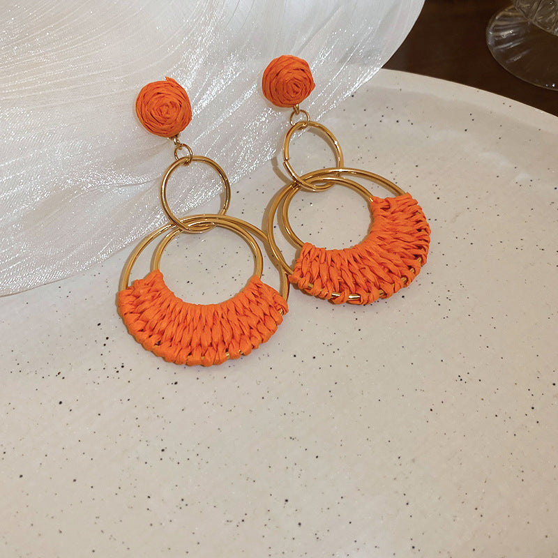 Beach Vacation Style Silver Needle Tassel Earrings Fashion Versatile Sweet Dopamine Earrings High-end Niche Earrings for Women