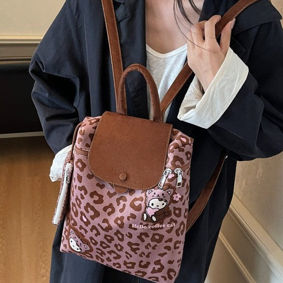 Korean Style Cute College Style Cartoon Handheld Bucket Bag for Women2025New leopard print backpack for class and commuting http://detail.1688.com/offer/960620063545.html