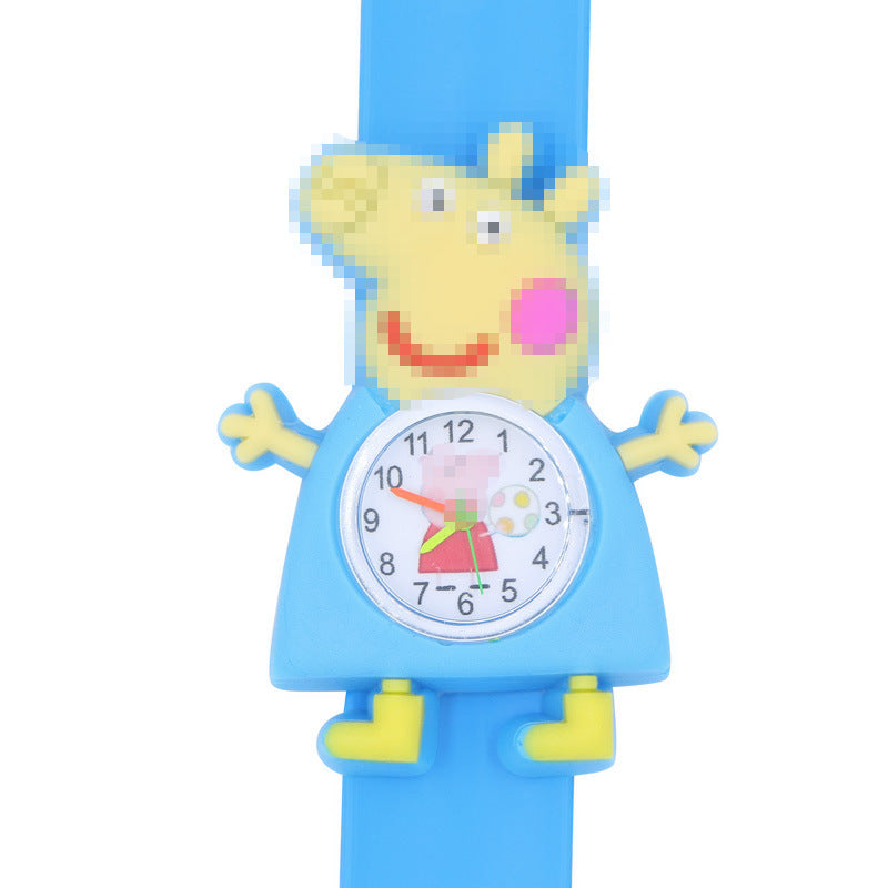 Children's Watch Cartoon Pat Watch Kindergarten Elementary School Silicone Toy Pat Circle Anime Peppa Pig Electronic Watch
