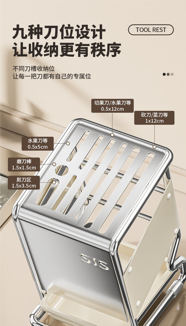 2025New Kitchen Knife Rack Storage Rack Cream Style Multifunctional Countertop Knife Holder Organizer Knife Storage Rack