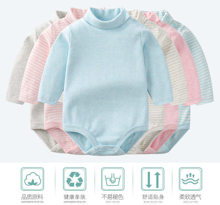 Baby Romper Autumn Winter High Neck Triangle Bodysuit Warm Belly Protection Thickened Base Layer One-Piece Baby Underwear
